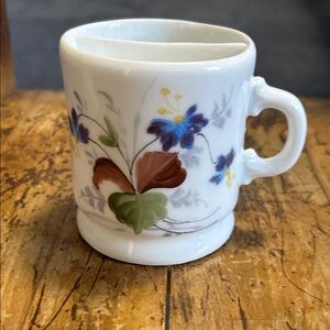 Victorian Mustache or Shaving Ceramic Mug in Floral Design